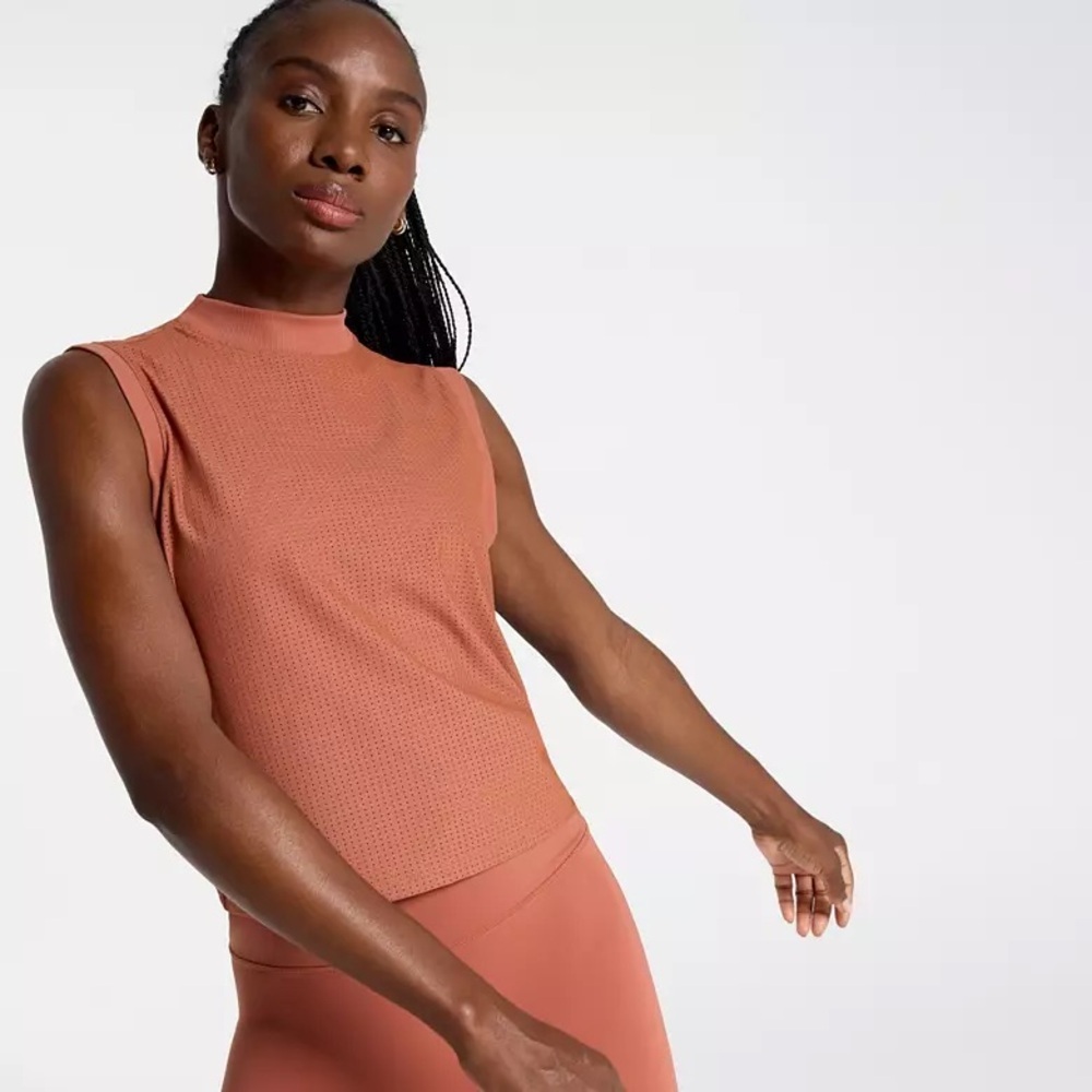 Calia Open Mesh Terracotta Sleeveless Muscle Tee
